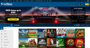 Roxy Palace online casino has an elegant home page.