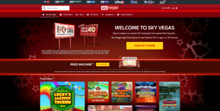 Sky Vegas graceful homepage.
